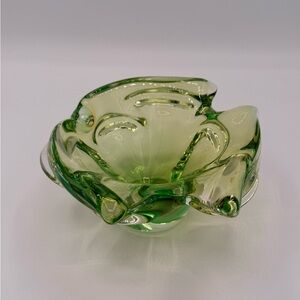 Chribska Glassworks (Czechoslovakia) Emerald Green Trinket Bowl or Ashtray